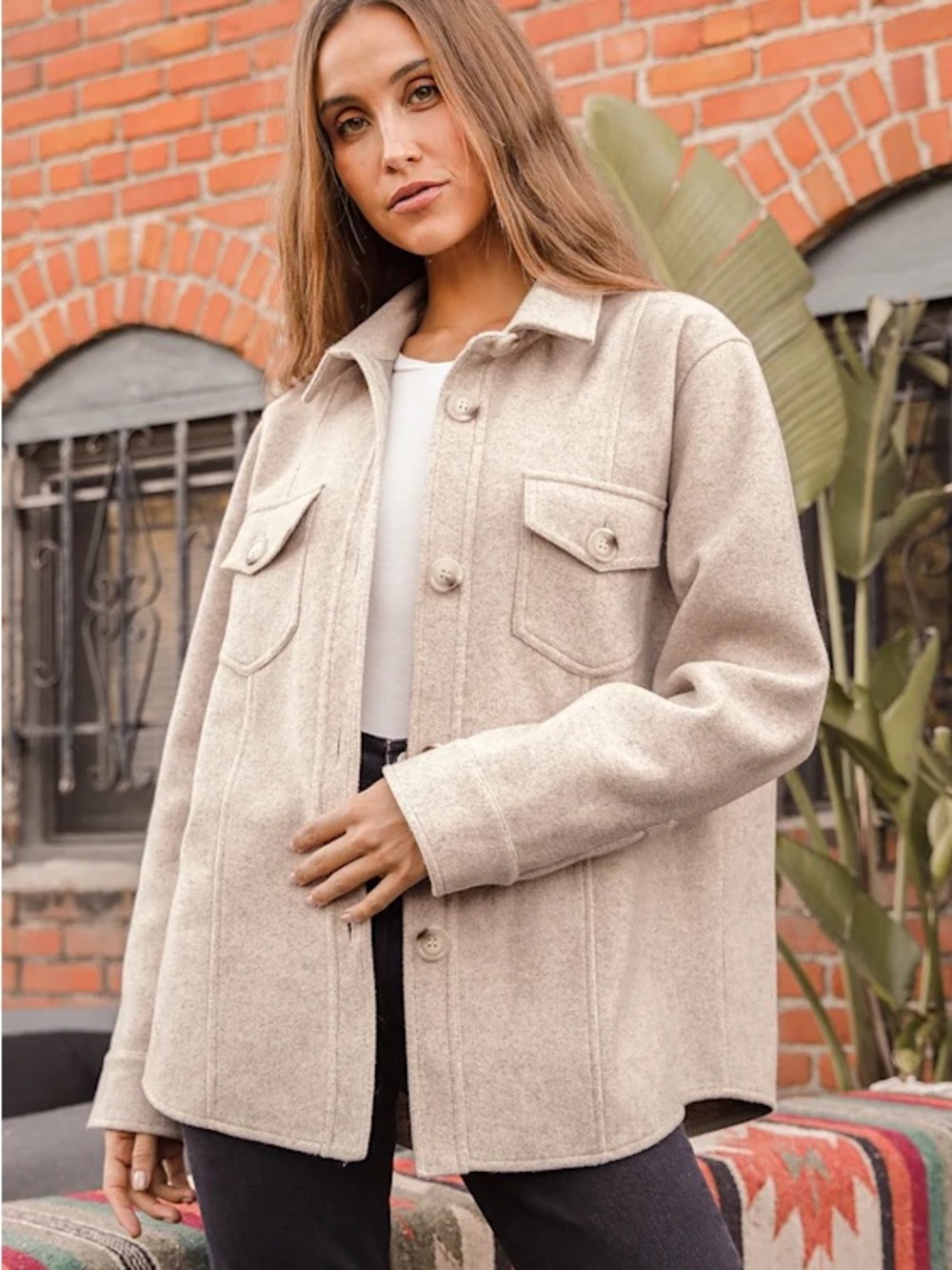 NWT Lulu’s In with the New Cream Shacket